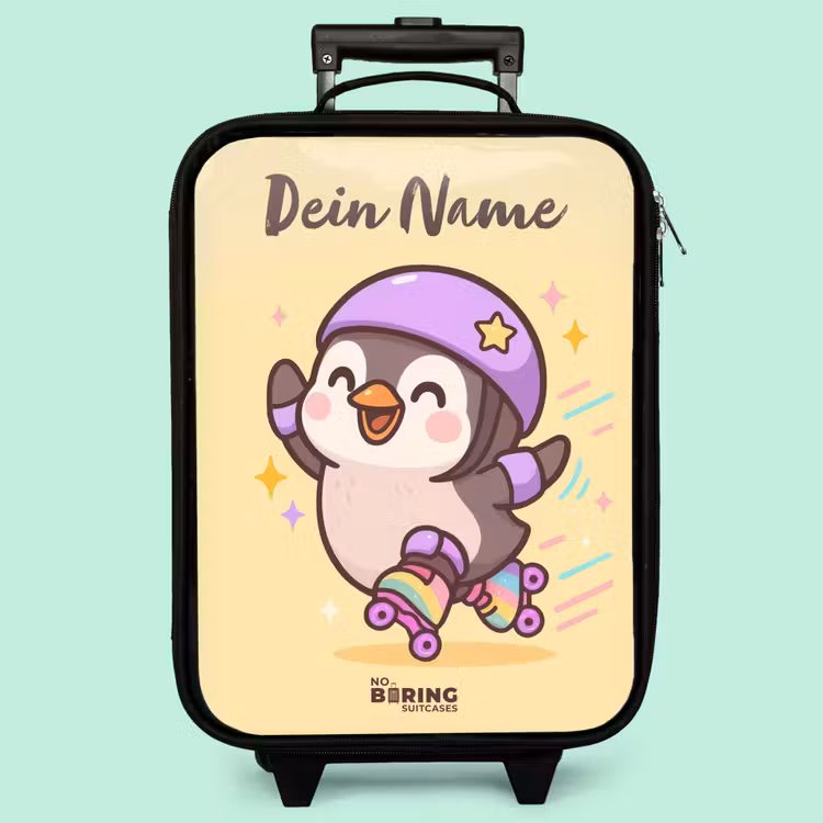 Kinderkoffer mit Name - Kawai - Pinguin - Schlittschuhe — 3