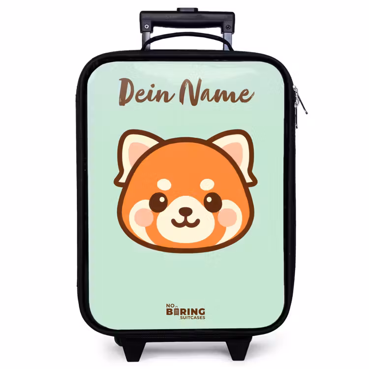Kinderkoffer mit Name - Kawai - Roter Panda - Grün — 1