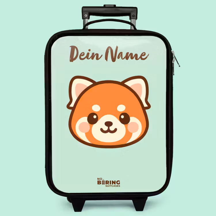 Kinderkoffer mit Name - Kawai - Roter Panda - Grün — 3