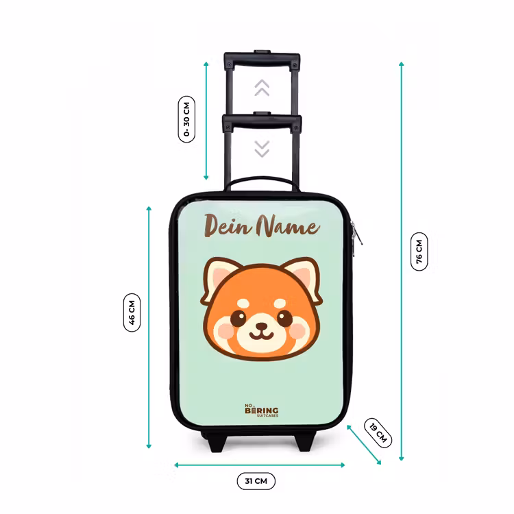Kinderkoffer mit Name - Kawai - Roter Panda - Grün — 7
