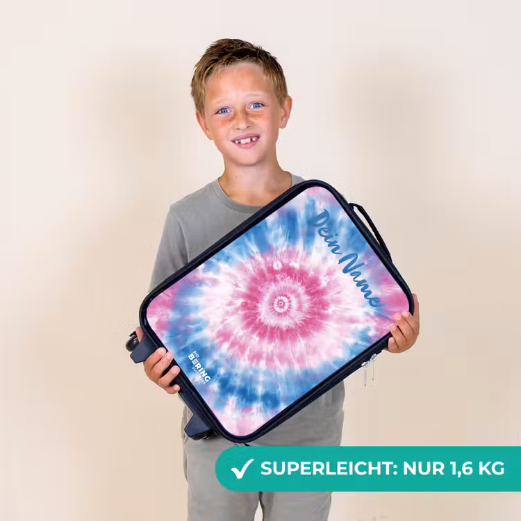 Kinderkoffer mit Name - Krawattenfärbung - Abstrakt - Blau - Rosa — 2