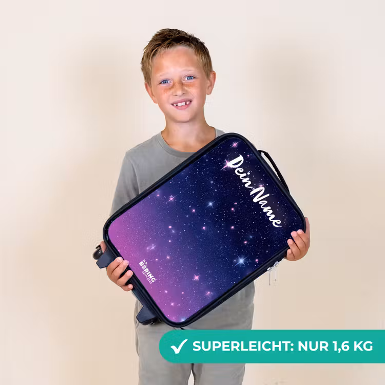 Kinderkoffer mit Name - Sterne - Galaxie - Blau - Rosa — 2