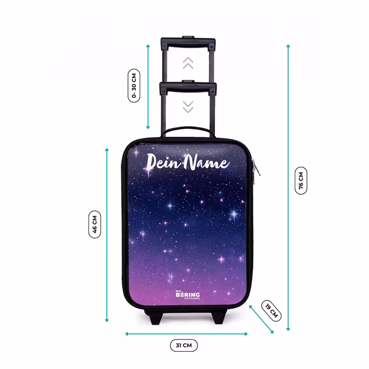 Kinderkoffer mit Name - Sterne - Galaxie - Blau - Rosa — 7