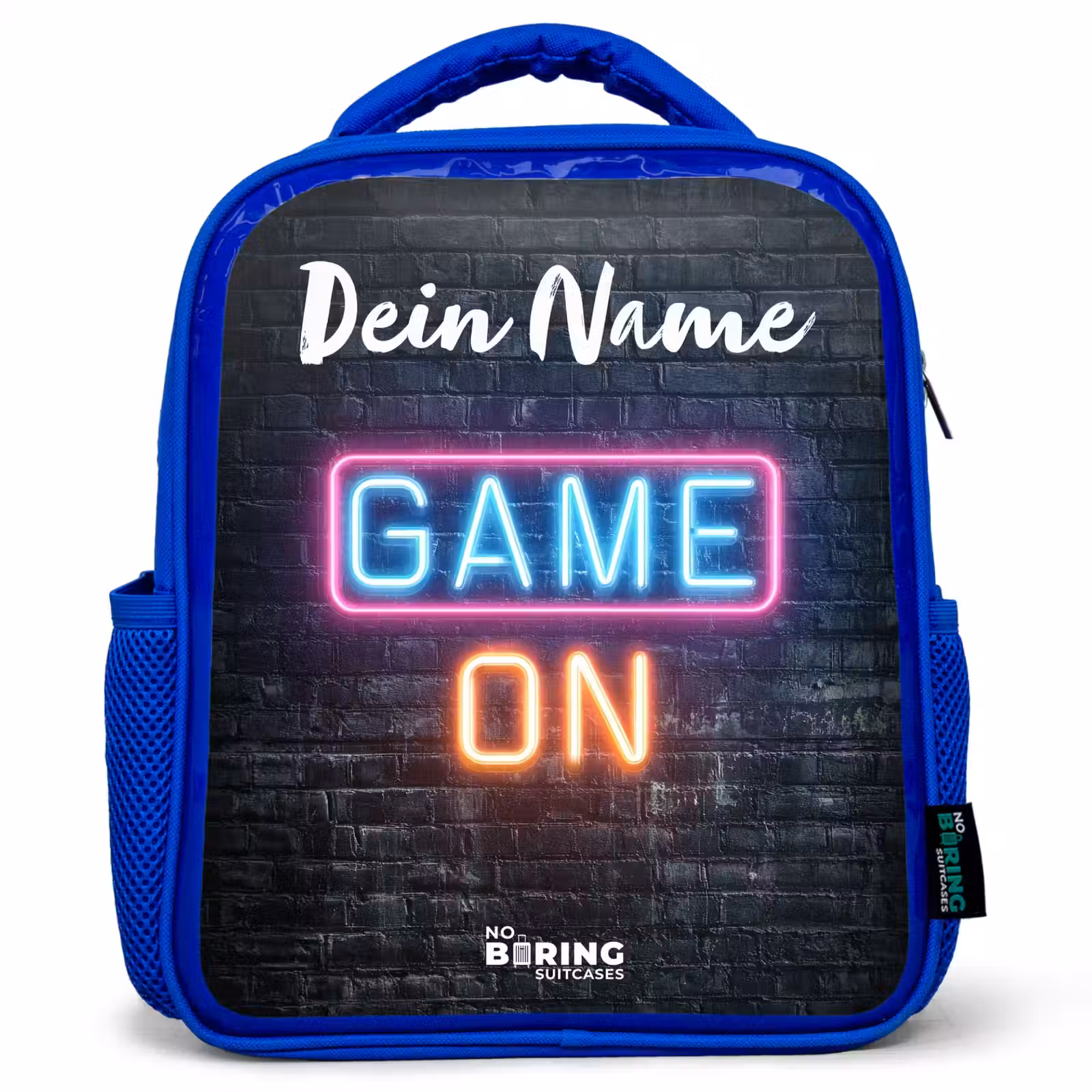 Kinderrucksack mit Namen - Blau - Spiel - Neon - Wand — 1