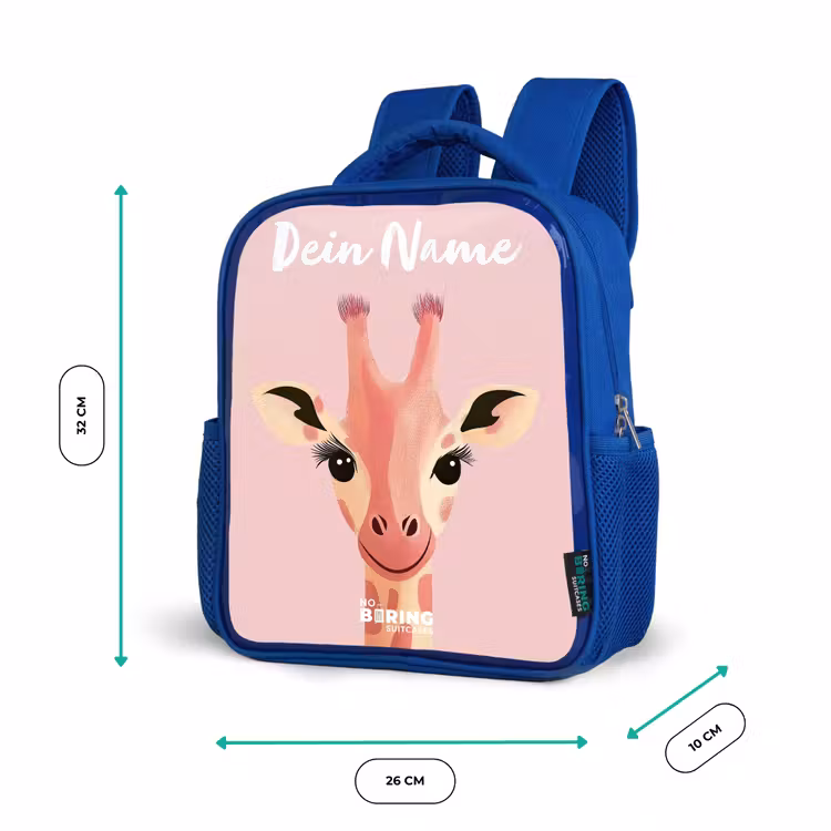 Kinderrucksack mit Namen - Blau - Giraffe - Wimpern - Minimalistisch - Rosa — 6