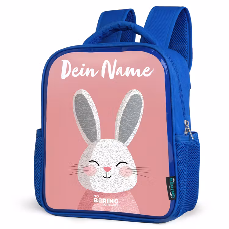 Kinderrucksack mit Namen - Blau - Kaninchen - Erröten - Punkte - Rosa — 7