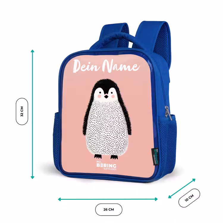 Kinderrucksack mit Namen - Blau - Pinguin - Punkte - Rosa - Minimalistisch — 6