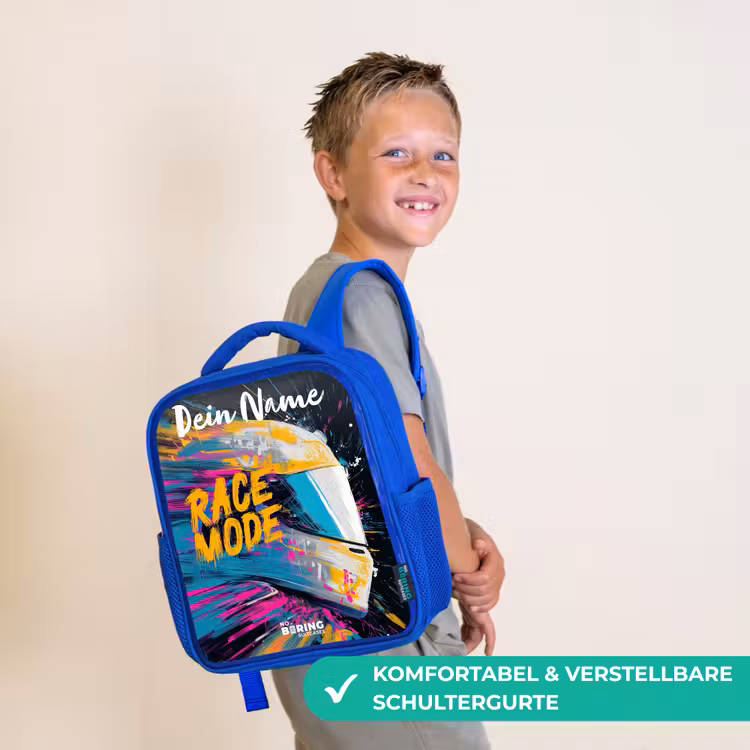 Kinderrucksack mit Namen - Blau - Rennhelm - Abstrakt - Farbe - Bunt — 5