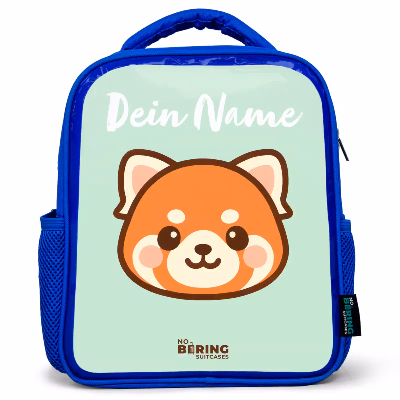 Kinderrucksack mit Namen - Blau - Kawai - Roter Panda - Grün — 1