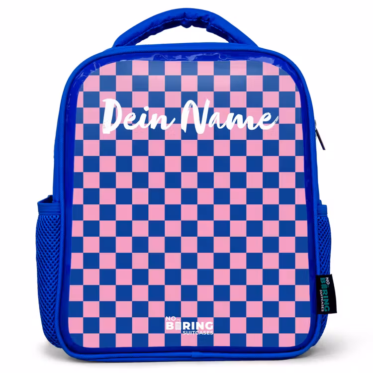 Kinderrucksack mit Namen - Blau - Blöcke - Blau - Rosa — 1