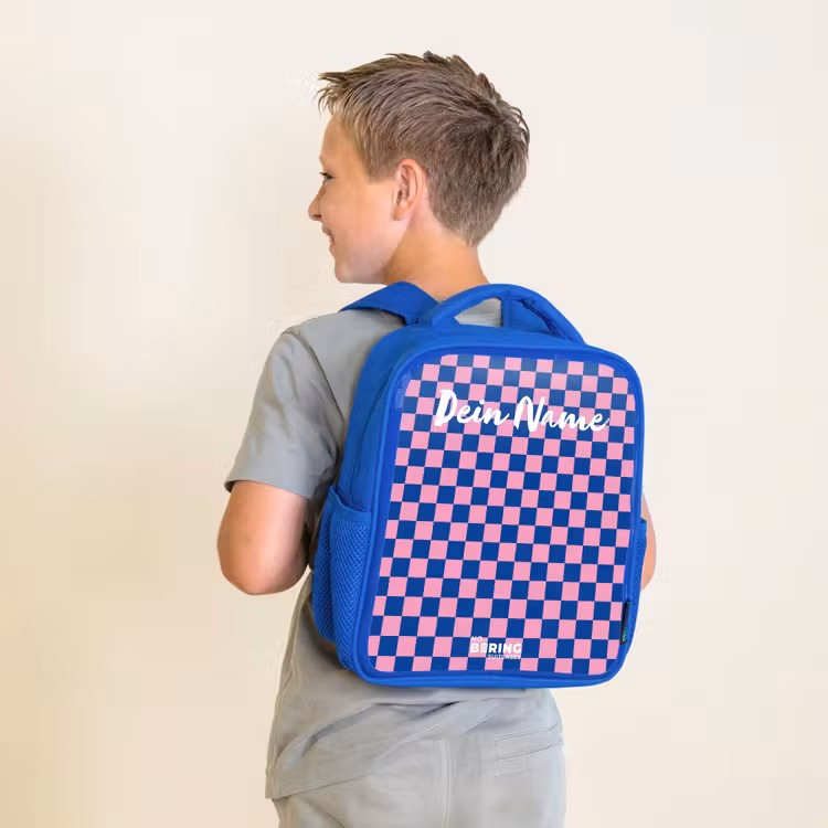 Kinderrucksack mit Namen - Blau - Blöcke - Blau - Rosa — 2