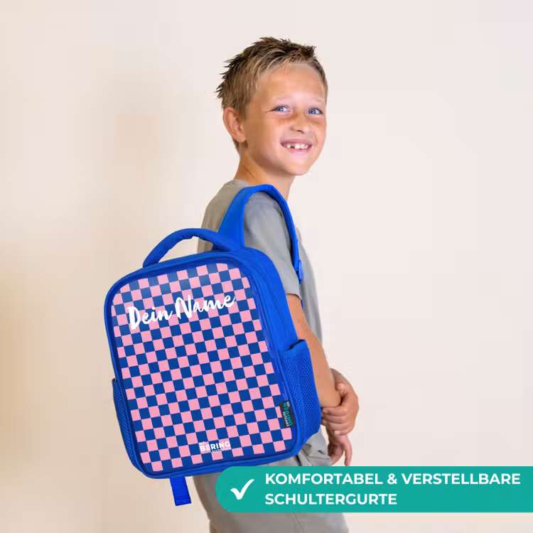 Kinderrucksack mit Namen - Blau - Blöcke - Blau - Rosa — 5