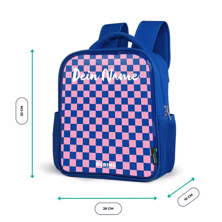 Kinderrucksack mit Namen - Blau - Blöcke - Blau - Rosa — 6