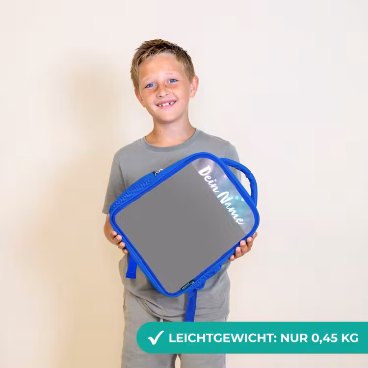 Kinderrucksack mit Namen - Blau - Eisbär - Krone - Winter — 4
