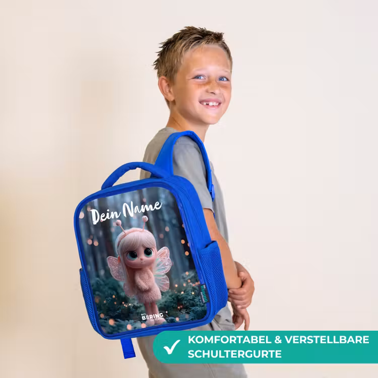 Kinderrucksack mit Namen - Blau - Fee - Wald - Glitzer — 5