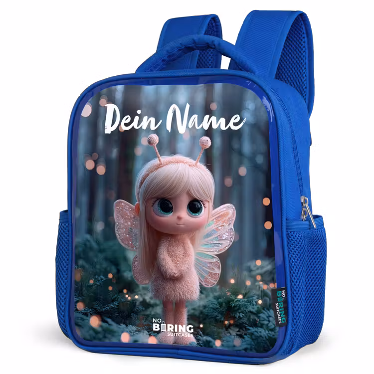 Kinderrucksack mit Namen - Blau - Fee - Wald - Glitzer — 7