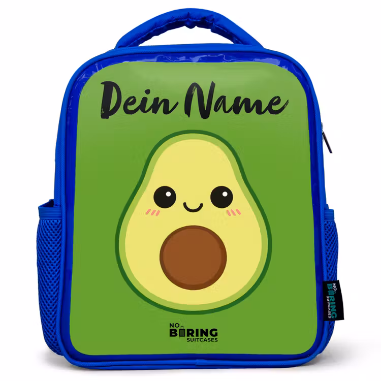 Kinderrucksack mit Namen - Blau - Kawai - Avocado - Grün — 1
