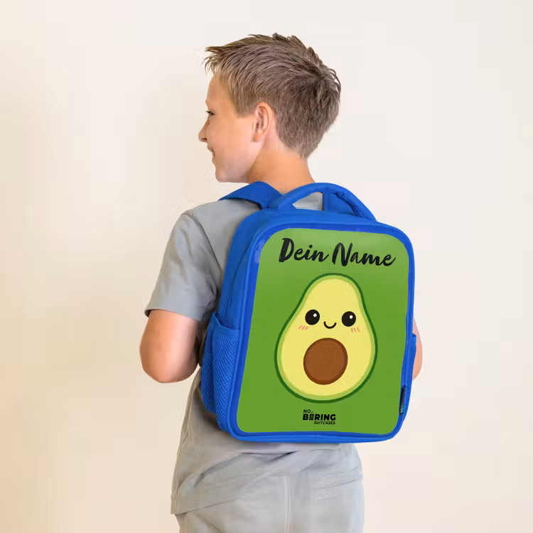 Kinderrucksack mit Namen - Blau - Kawai - Avocado - Grün — 2