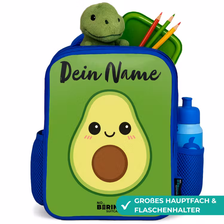 Kinderrucksack mit Namen - Blau - Kawai - Avocado - Grün — 3