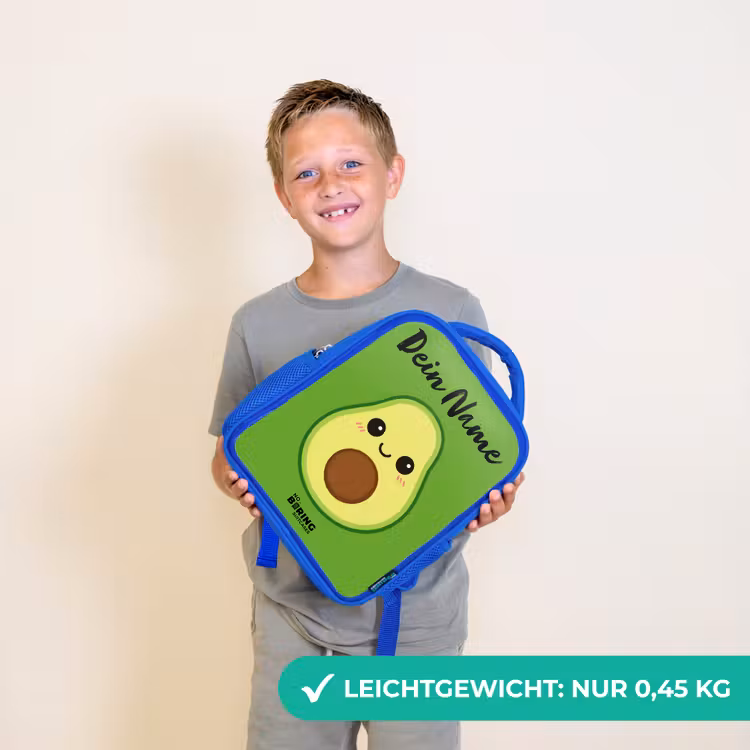 Kinderrucksack mit Namen - Blau - Kawai - Avocado - Grün — 4