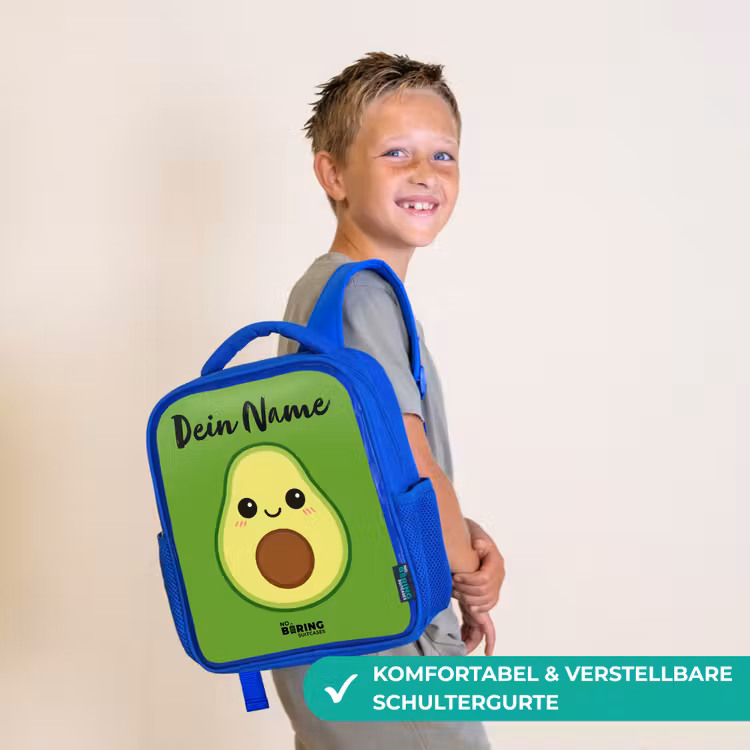 Kinderrucksack mit Namen - Blau - Kawai - Avocado - Grün — 5