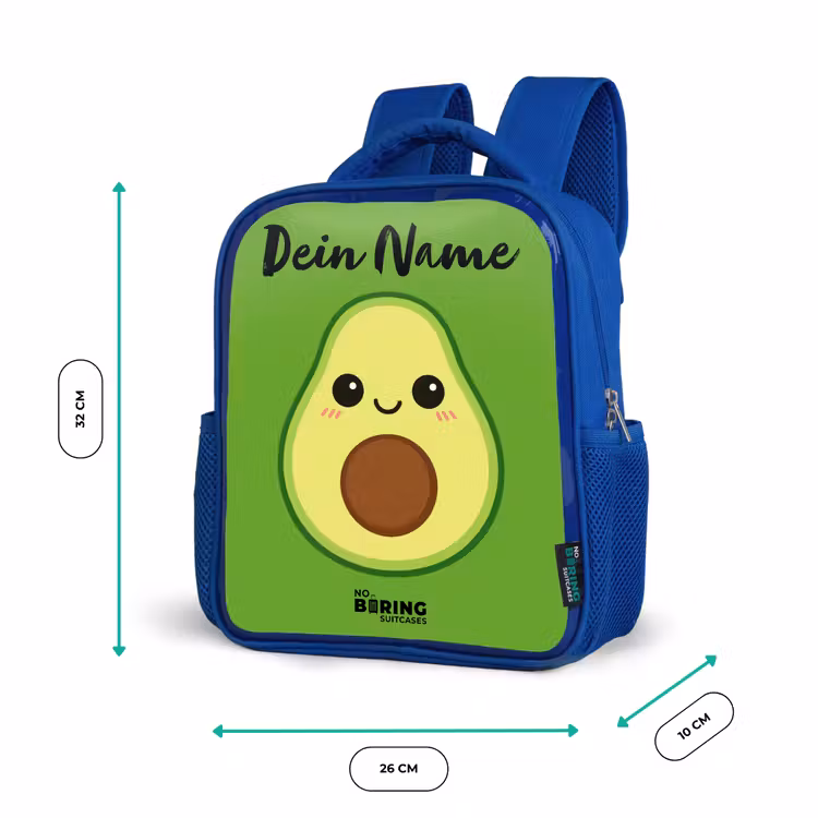 Kinderrucksack mit Namen - Blau - Kawai - Avocado - Grün — 6