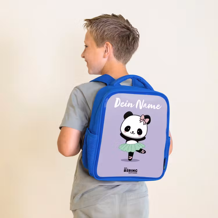 Kinderrucksack mit Namen - Blau - Kawai - Ballett - Panda — 2