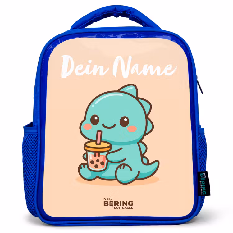 Kinderrucksack mit Namen - Blau - Kawai - Dino - Bubbletea — 1