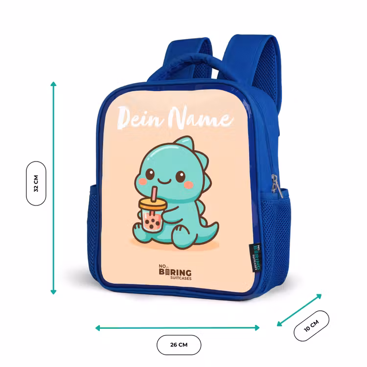 Kinderrucksack mit Namen - Blau - Kawai - Dino - Bubbletea — 6