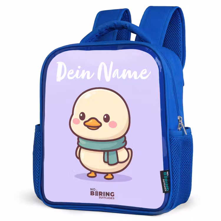 Kinderrucksack mit Namen - Blau - Kawai - Ente - Halstuch — 7