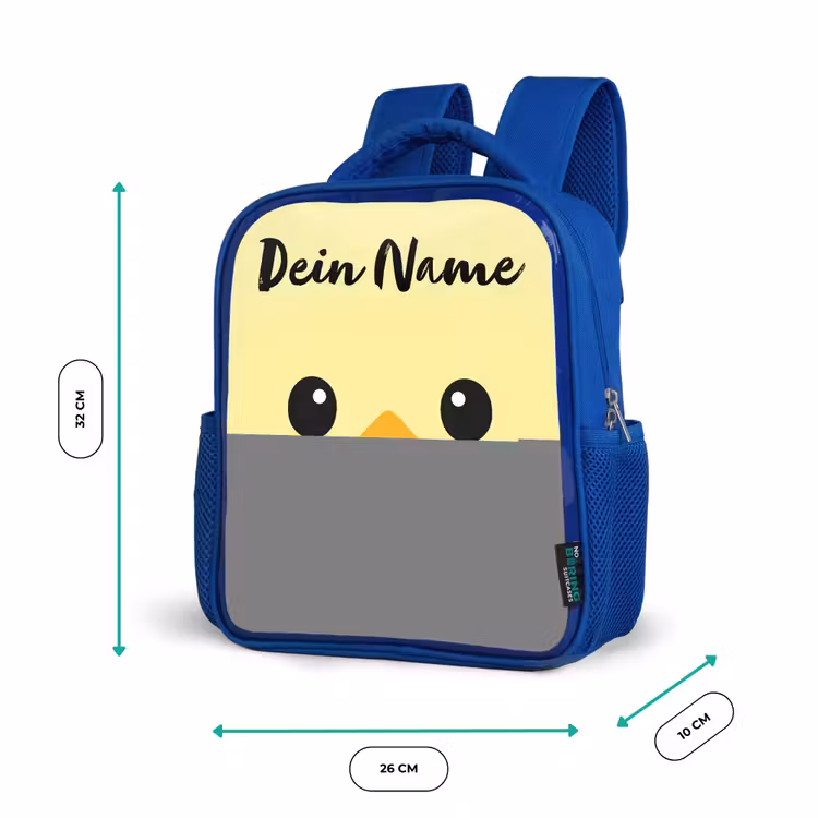 Kinderrucksack mit Namen - Blau - Kawai - Küken - Gelb — 6