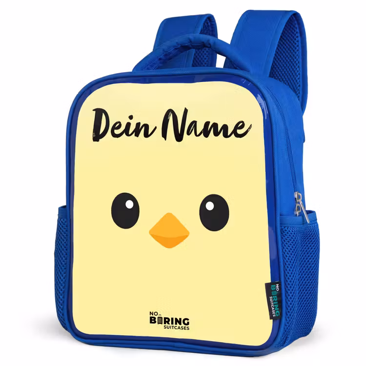 Kinderrucksack mit Namen - Blau - Kawai - Küken - Gelb — 7