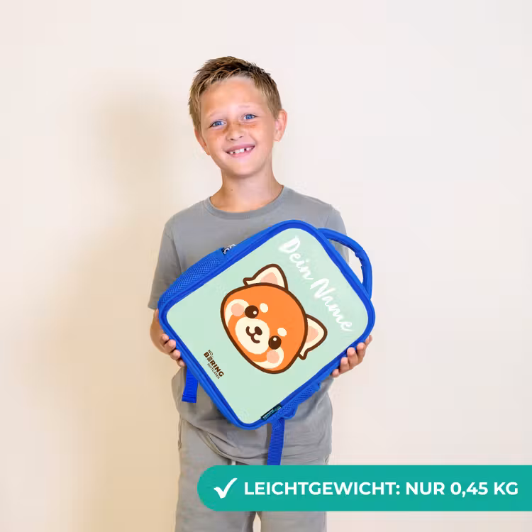 Kinderrucksack mit Namen - Blau - Kawai - Roter Panda - Grün — 4
