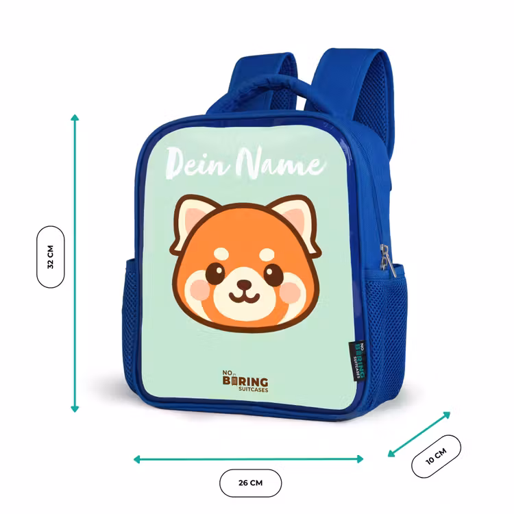 Kinderrucksack mit Namen - Blau - Kawai - Roter Panda - Grün — 6