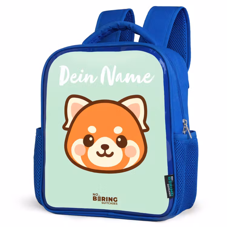 Kinderrucksack mit Namen - Blau - Kawai - Roter Panda - Grün — 7