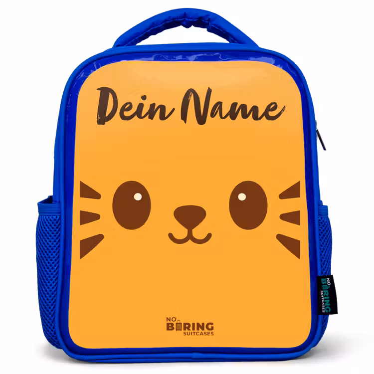 Kinderrucksack mit Namen - Blau - Kawai - Tiger - Orange — 1