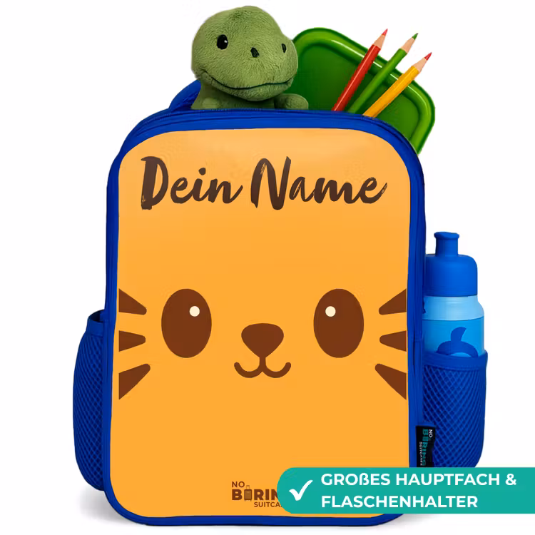 Kinderrucksack mit Namen - Blau - Kawai - Tiger - Orange — 3