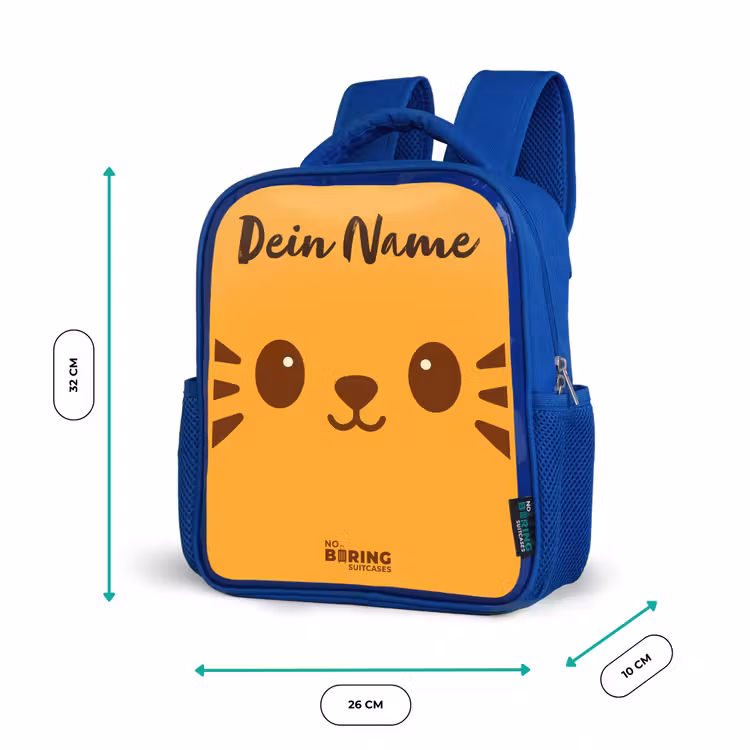 Kinderrucksack mit Namen - Blau - Kawai - Tiger - Orange — 6