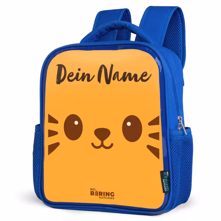 Kinderrucksack mit Namen - Blau - Kawai - Tiger - Orange — 7