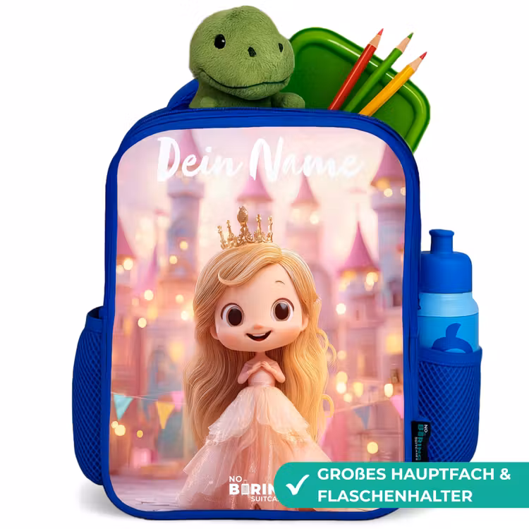 Kinderrucksack mit Namen - Blau - Prinzessin - Rosa - Schloss — 3