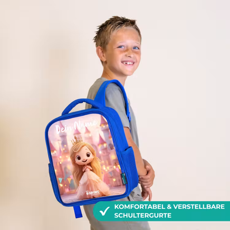 Kinderrucksack mit Namen - Blau - Prinzessin - Rosa - Schloss — 5