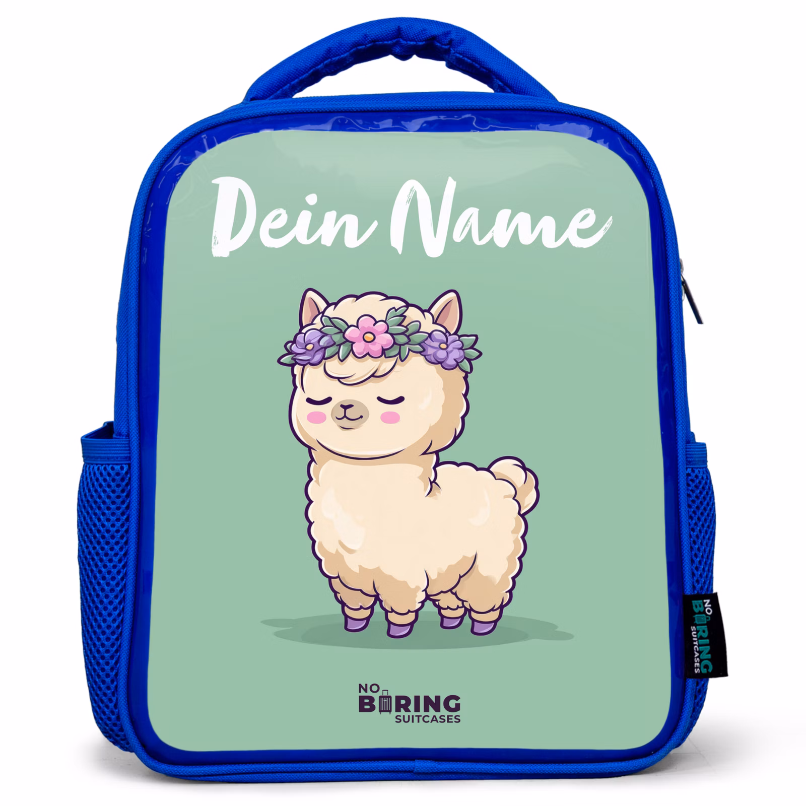 Kinderrucksack mit Namen - Blau - Kawai - Alpaka - Grün — 1