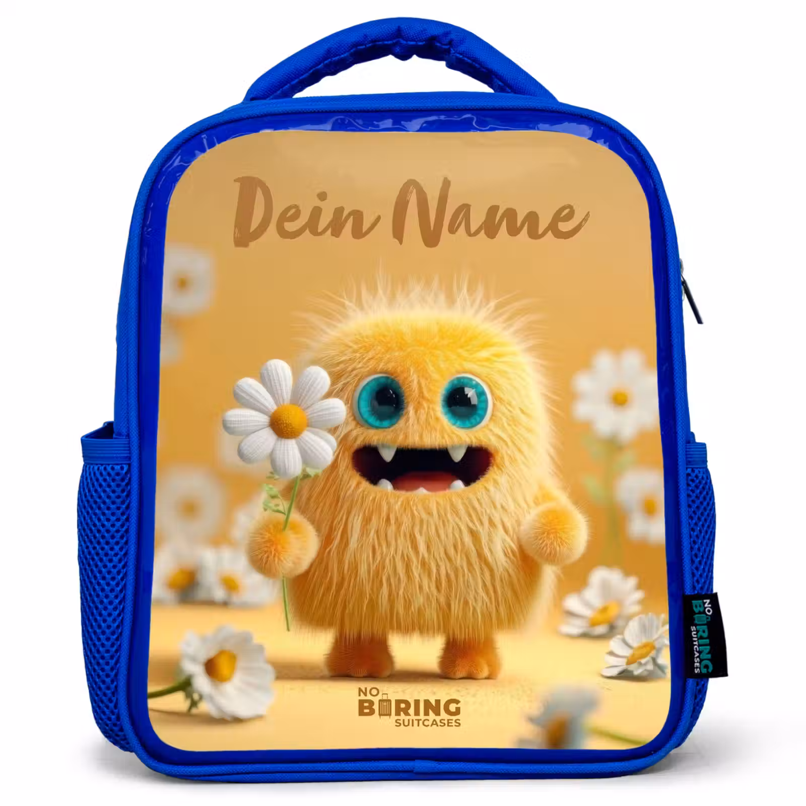 Kinderrucksack - Blau - Monster - Kreatur - Blume - Gelb — 1