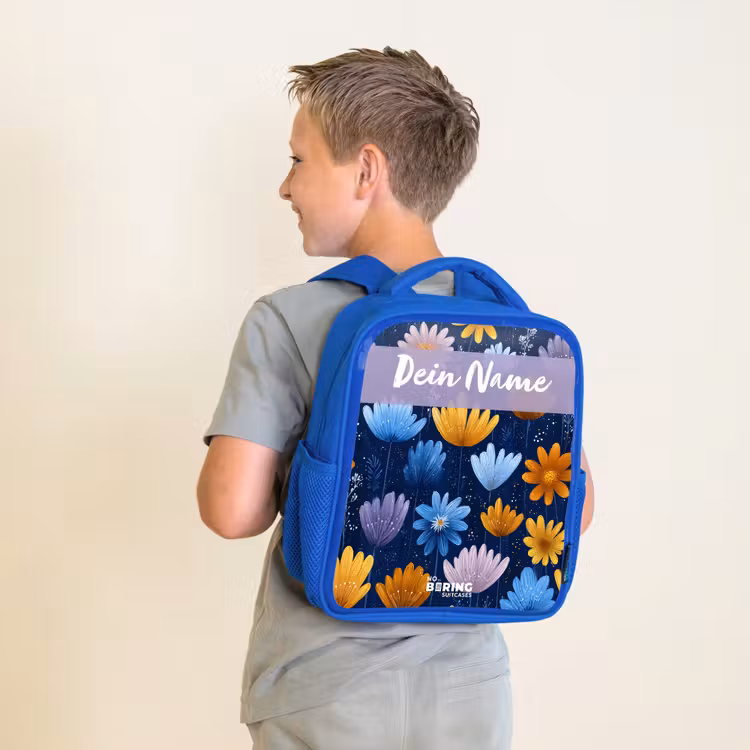 Kinderrucksack - Blau - Blumen - Muster - Blau — 2