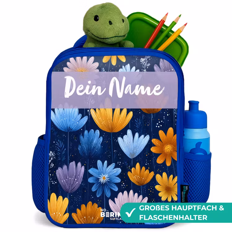 Kinderrucksack - Blau - Blumen - Muster - Blau — 3