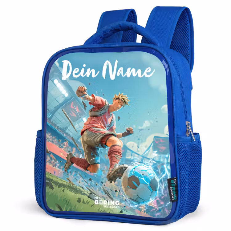 Kinderrucksack mit Namen - Blau - Fußball - Junge - Stadion - Elektrisch — 7