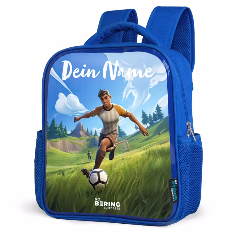 Kinderrucksack mit Namen - Blau - Fußball - Junge - Tor - Fußballtrikot — 7
