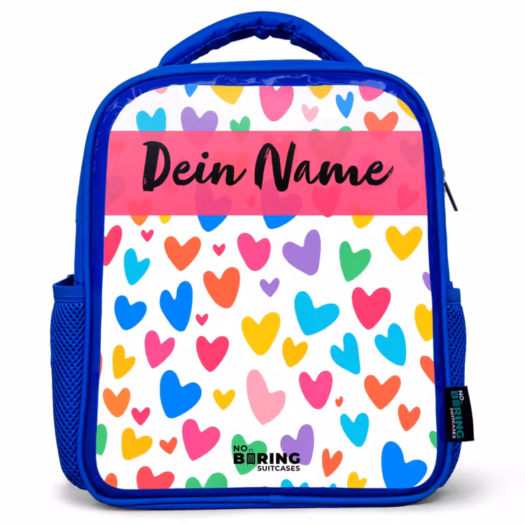 Kinderrucksack - Blau - Herzen - Bunt - Muster — 1