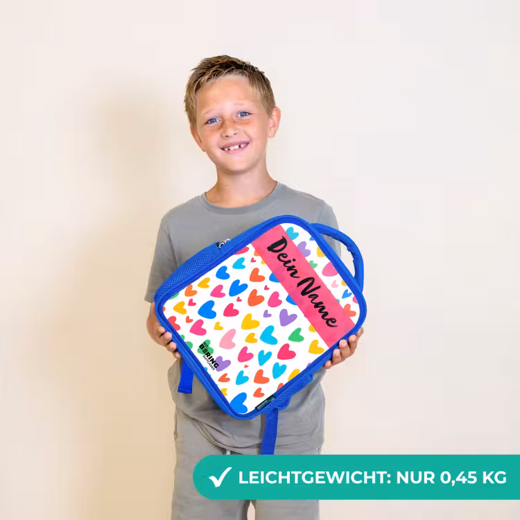Kinderrucksack - Blau - Herzen - Bunt - Muster — 4