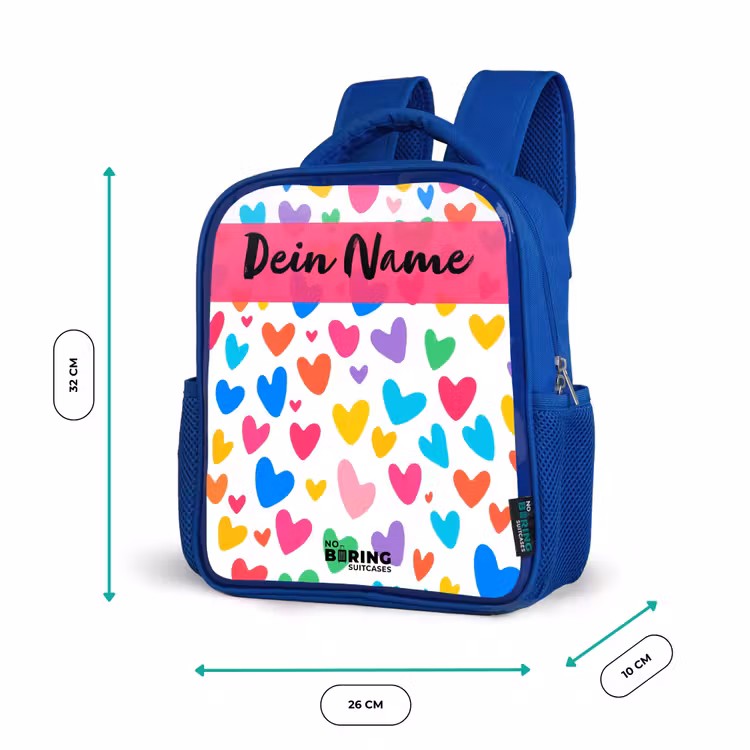 Kinderrucksack - Blau - Herzen - Bunt - Muster — 6